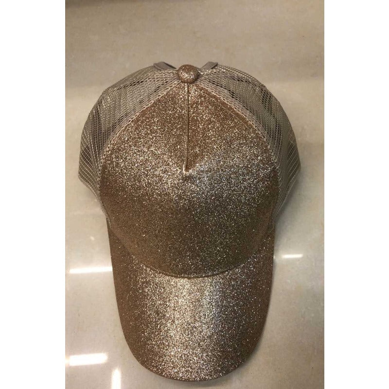 Wholesale Cotton Back Opening Sequin Ponytail Baseball Caps